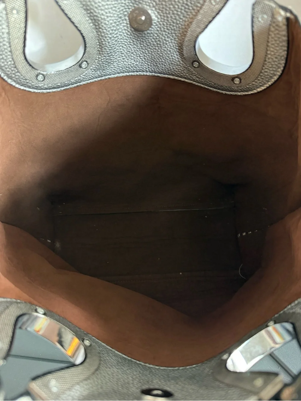 Studded Metallic Silver Tote Bag for Women